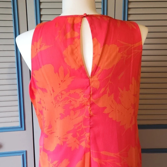 Chaps Floral Orange Sleeveless Dress - Picture 9 of 12